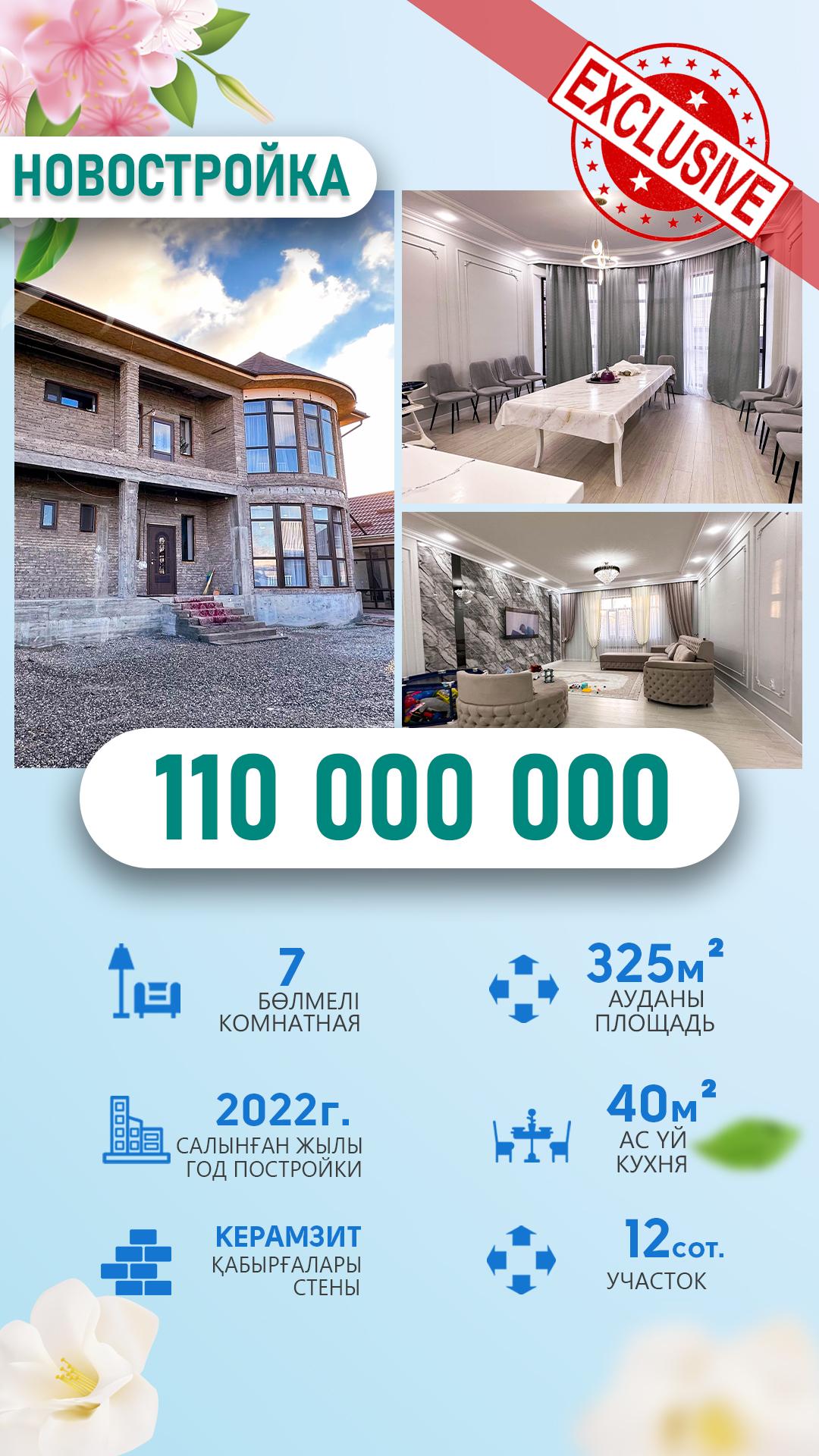 7-комнантный квартира, 323.0 м²,Избасарова за 100 000 000