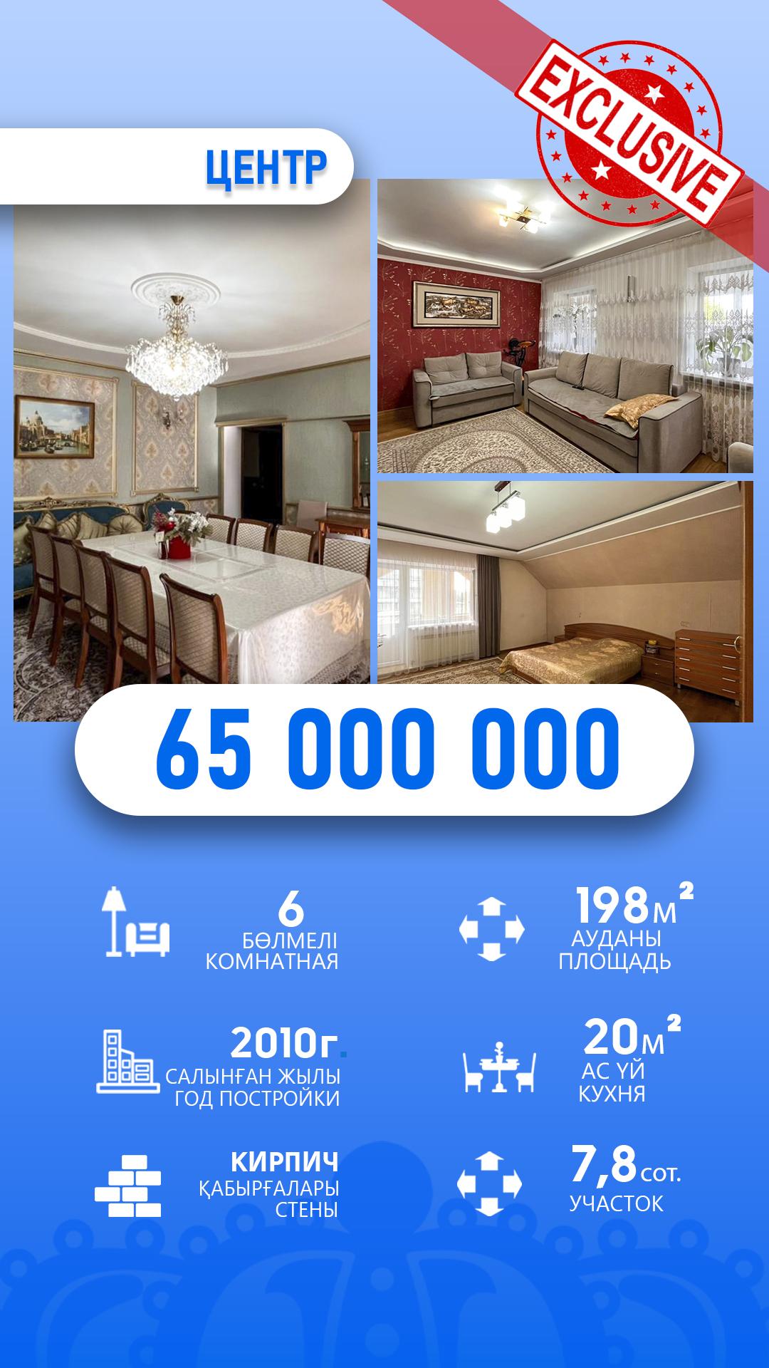 6-комнантный квартира, 198.0 м²,Центр за 65 000 000